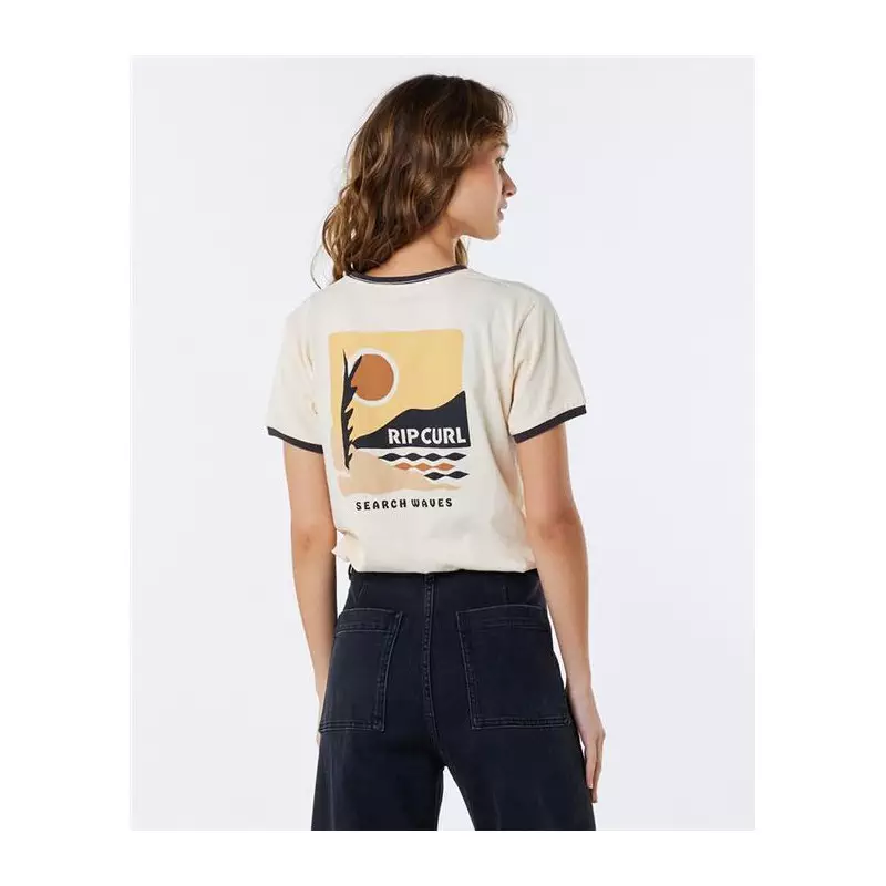 Teeshirt femme RIPCURL Color Block Ringer Tee Off White S