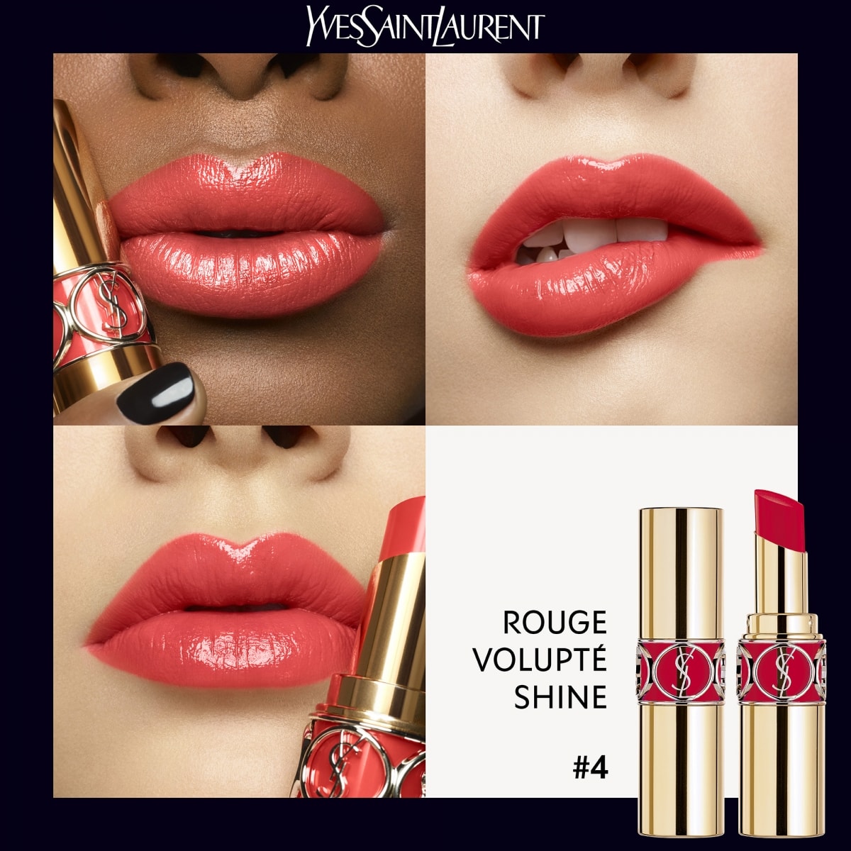 YVES SAINT LAURENT Rouge Volupté Shine Oil-In-Stick Rouge à Lèvres alliant Couleur, Soin et Brillance Longue Tenue