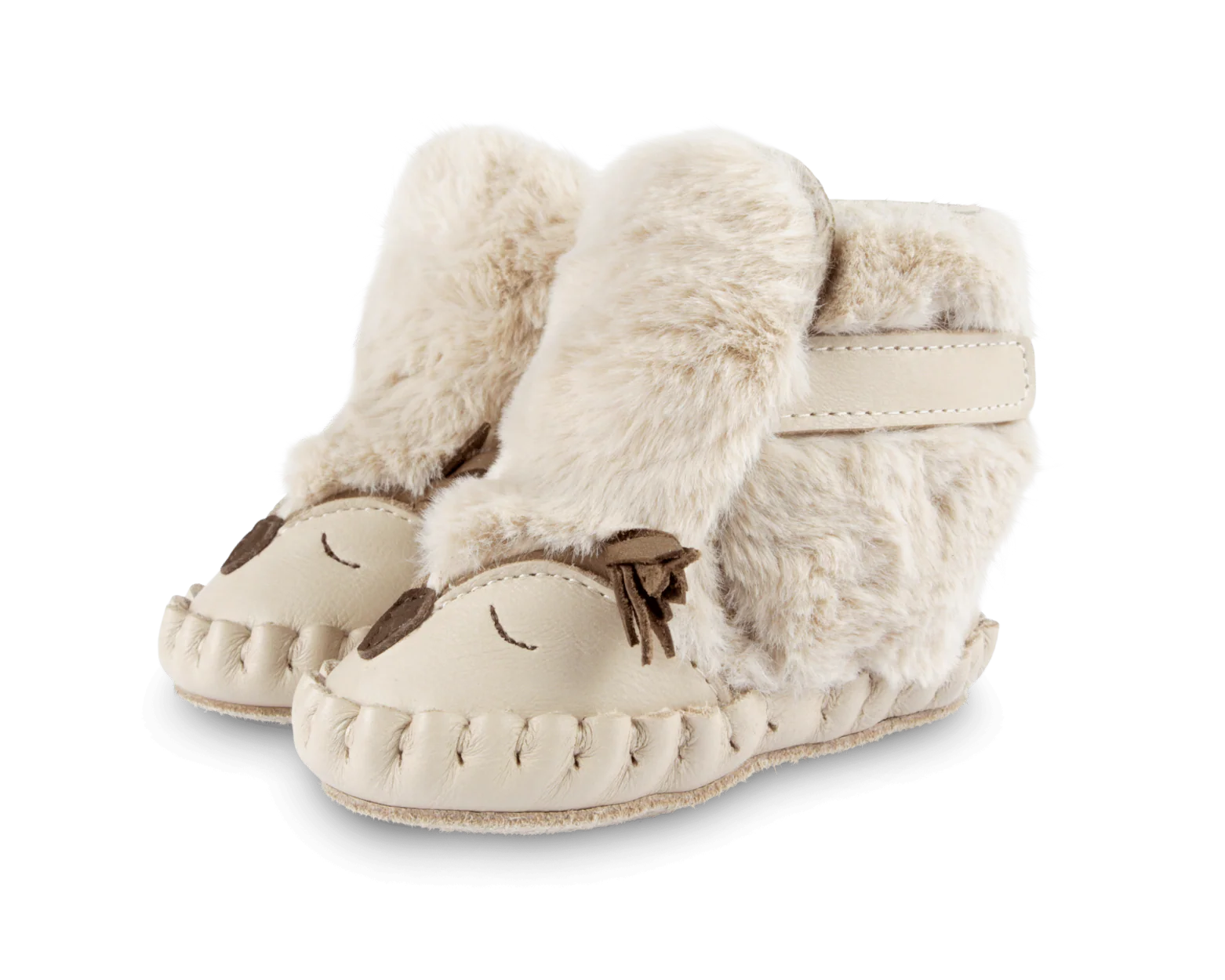 Kapi Exclusive Booties | Owl | Light Beige Soft Faux Fur