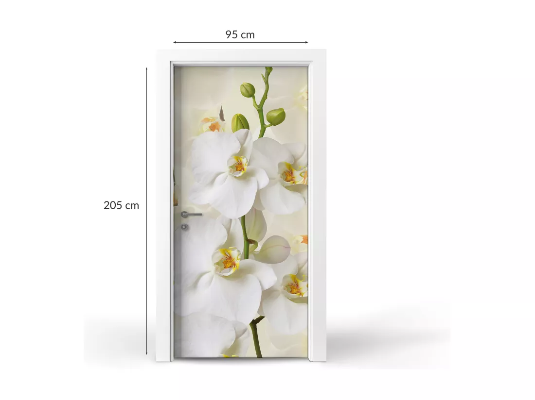 Stickers de porte autocollants - Orchidées blanches 95x205 cm
