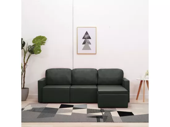 Canapé-lit modulaire 3 places Gris Similicuir
