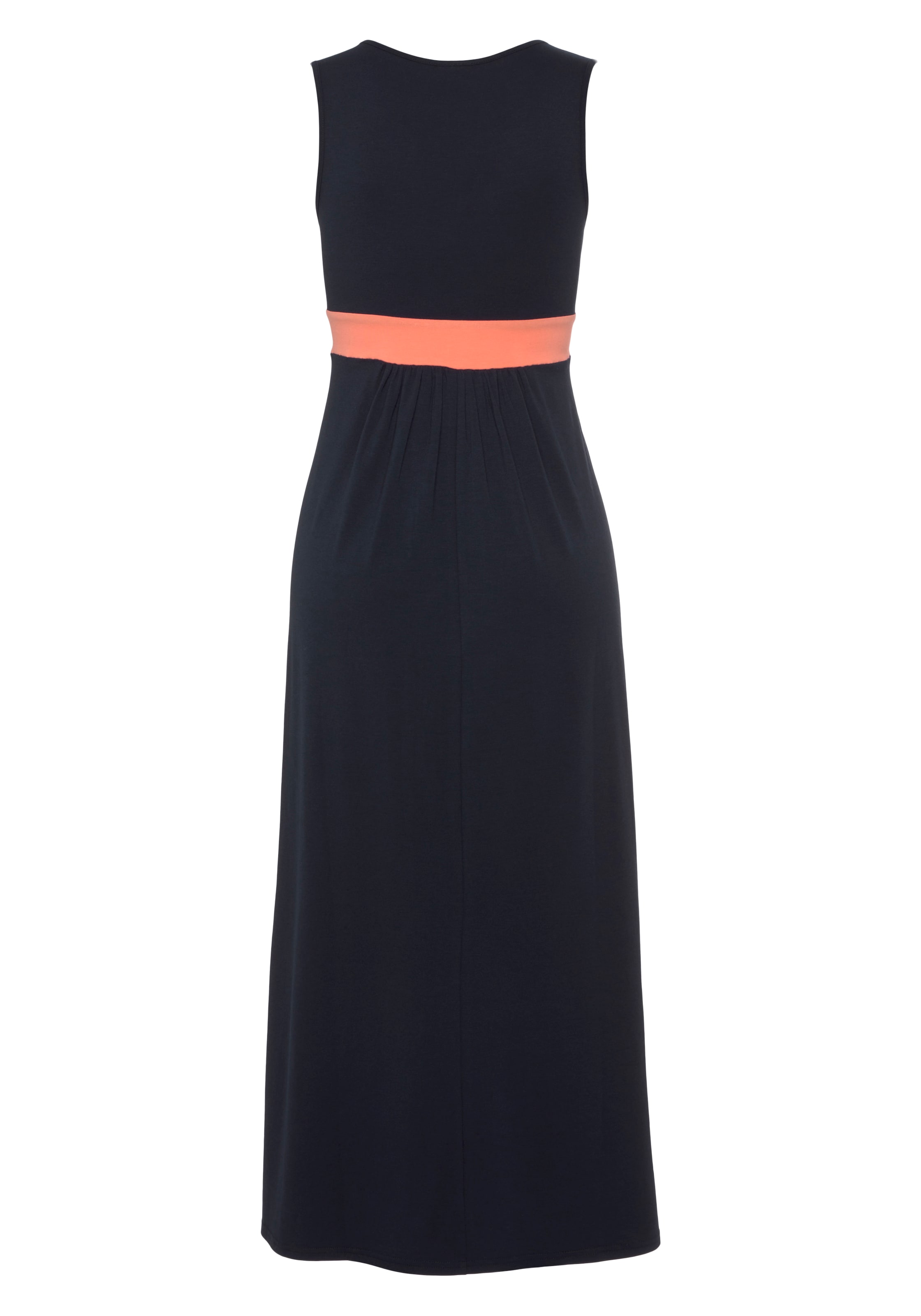 LASCANA Maxikleid mit farbigem Einsatz und V-Ausschnitt, Sommerkleid, Strandkleid