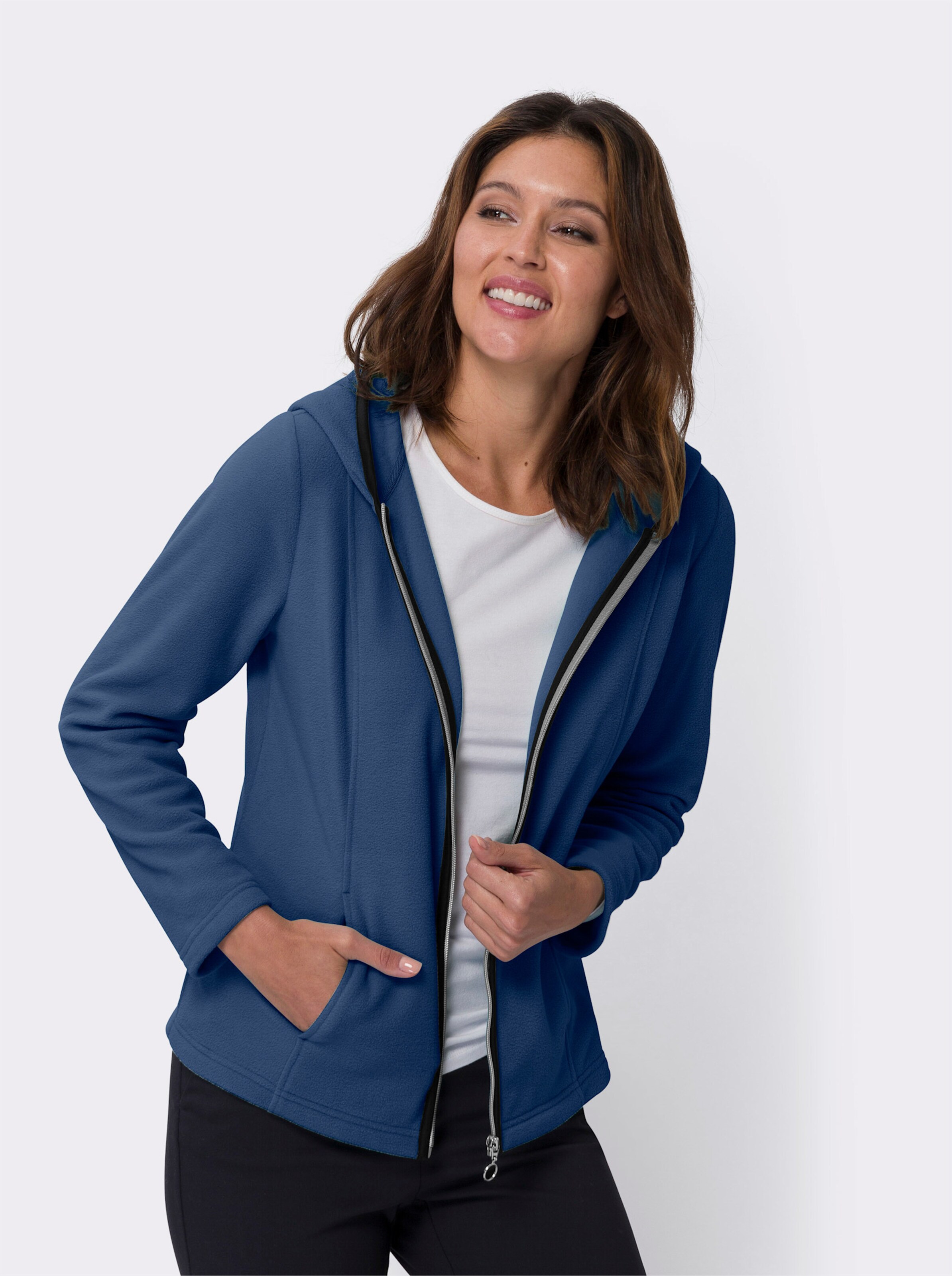 Fleecejacke mit Kontrast-Akzenten