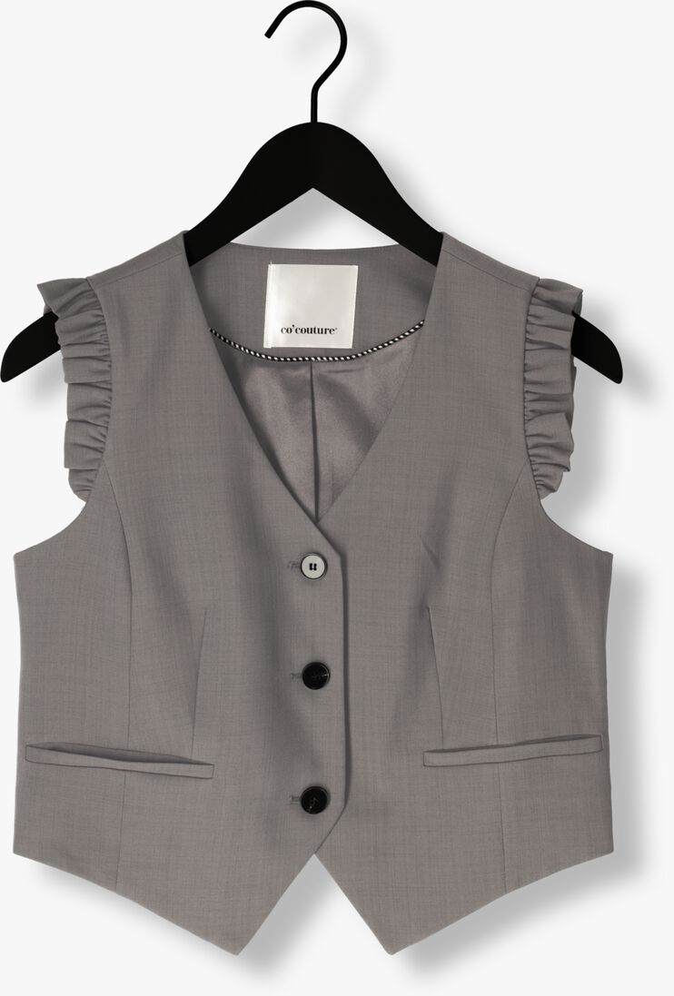 donkergrijze co'couture gilet liane frill tailor vest