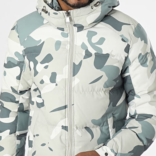 Doudoune Capuche Vert Camouflage
