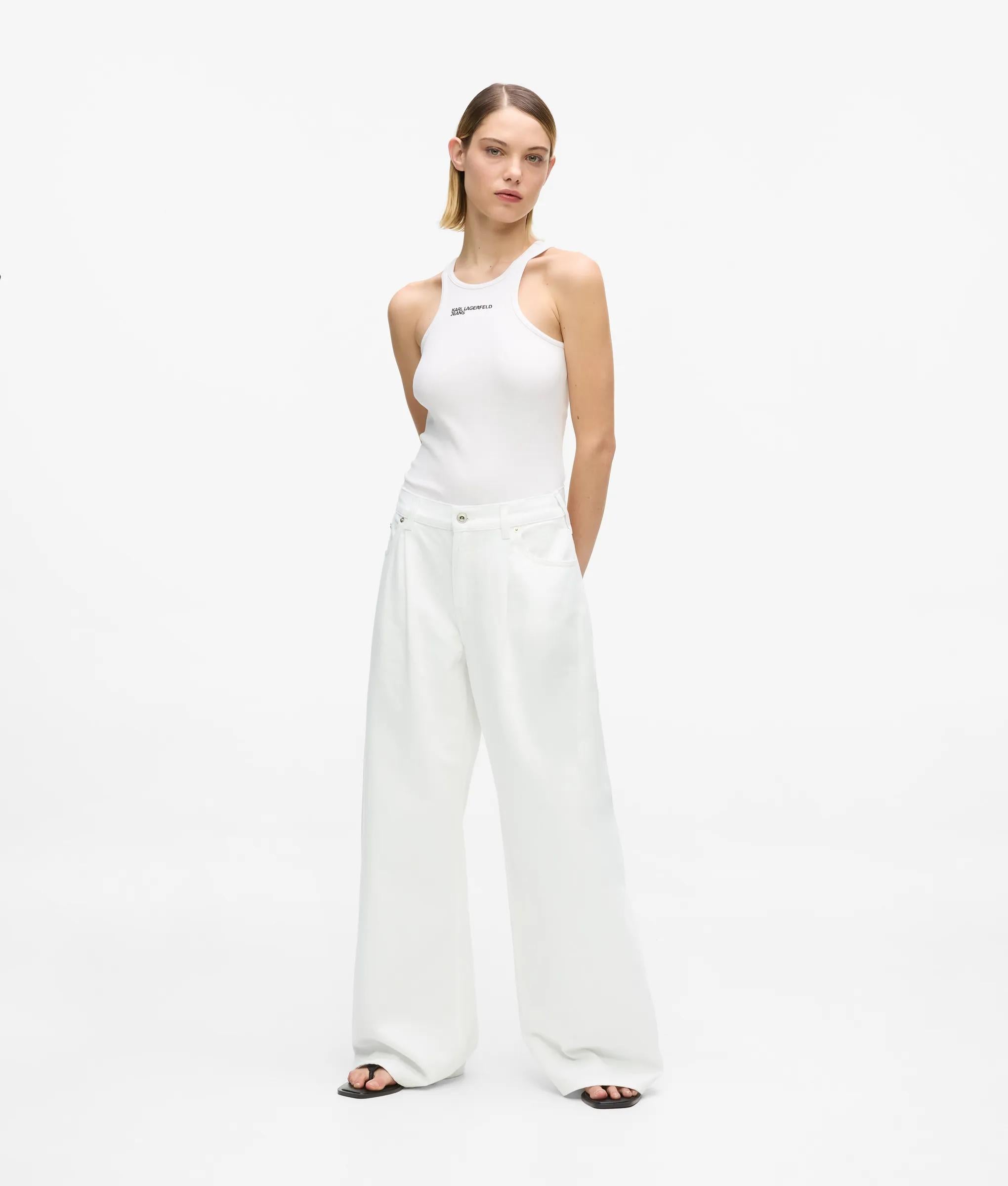 Geplooide wijde jeans met lage taille
