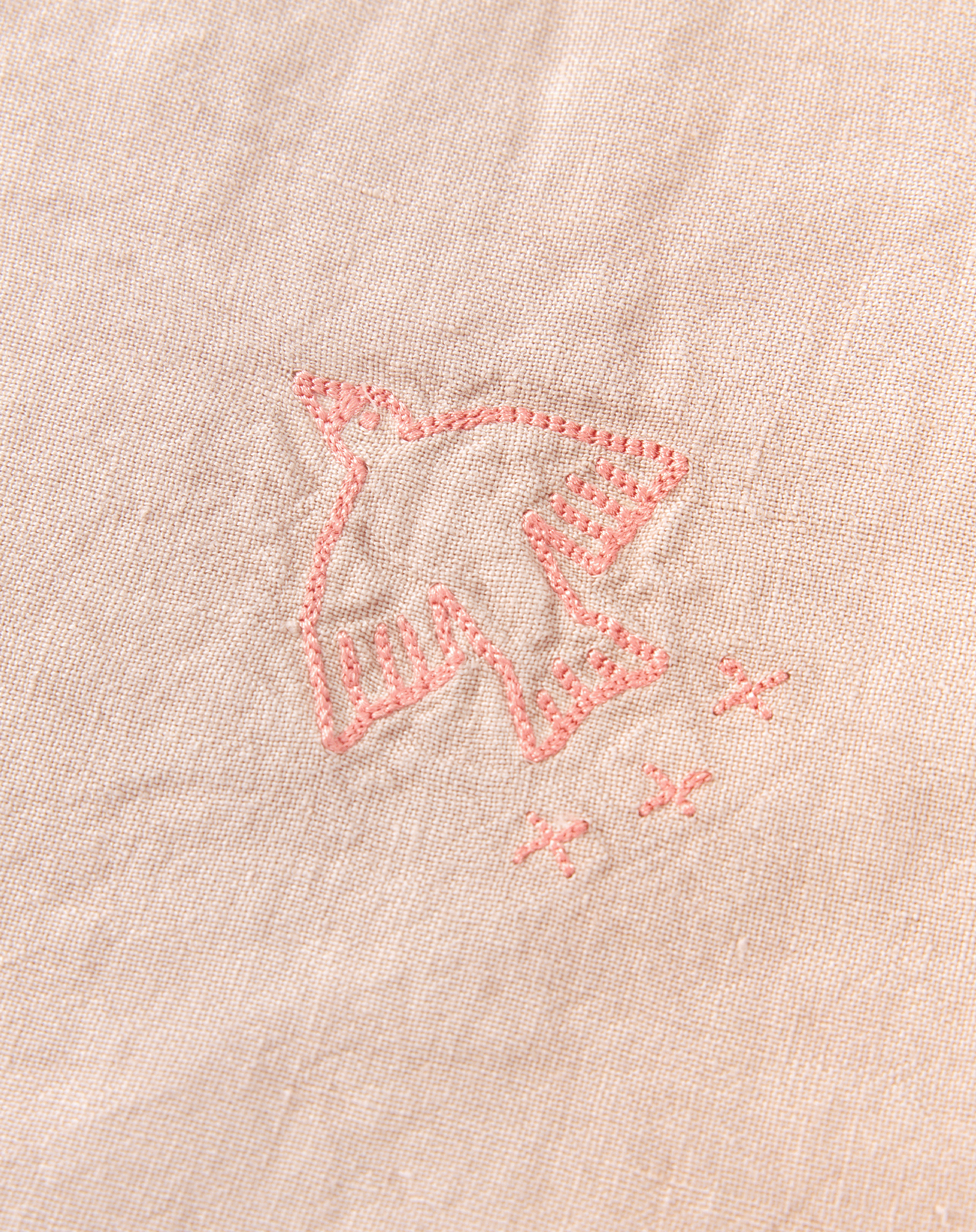 Couverture d'hiver brodée l1n0 en lin français | Rose