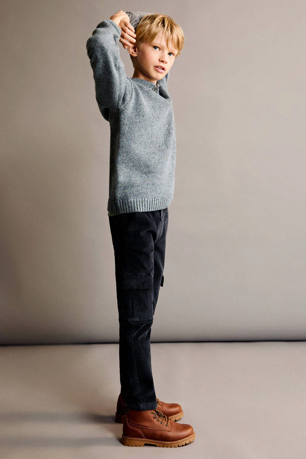 Mango Kids casual broek donkerblauw