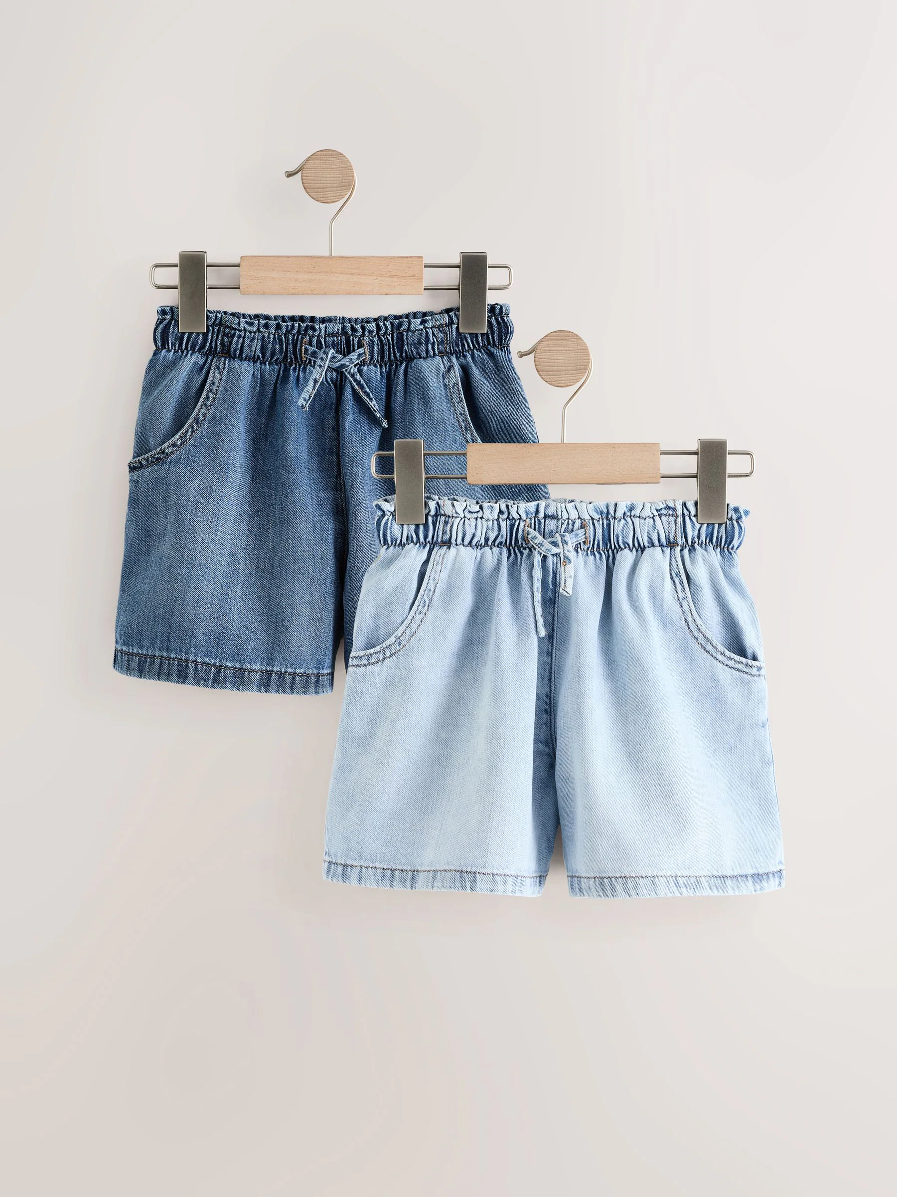 Normaal blauw - 100% katoenen denim shorts verpakking van 2 (3 - 16 jr)