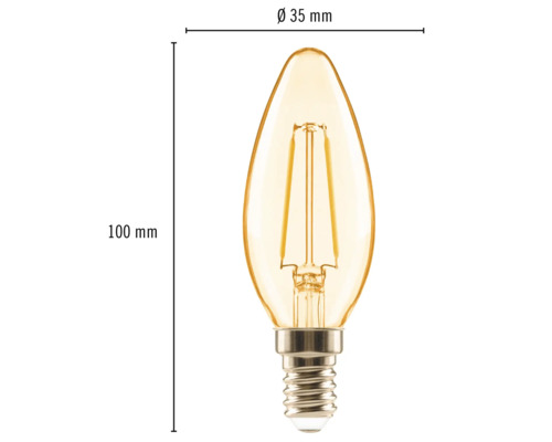 FLAIR LED kaarslamp C35 amber E14/2W(18W) 180 lm 2000K warm wit
