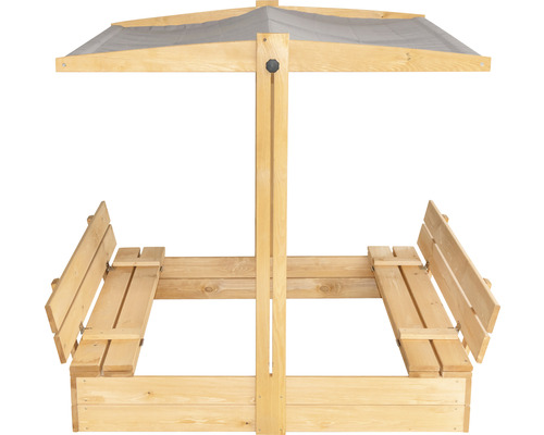 Zandbak met dak 120 x 120 x 118 cm, hout, bruin