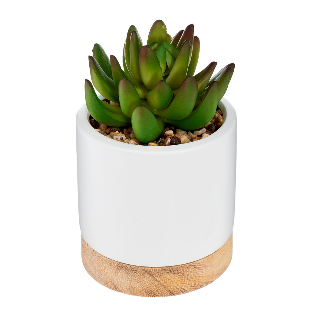 Plante verte artificielle pot blanc H 12cm
