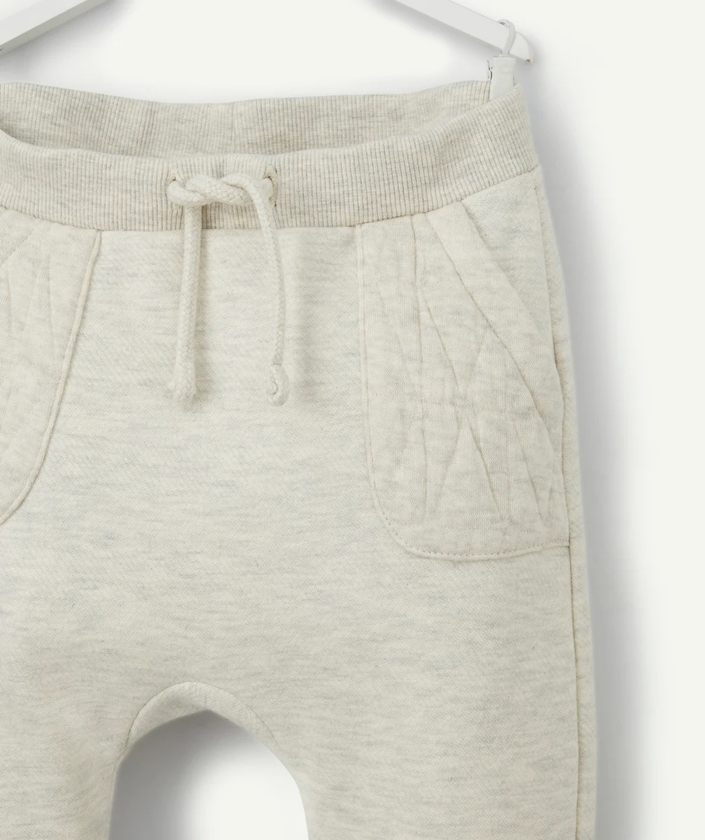 PANTALON BÉBÉ GARÇON EN MOLLETON ET FIBRES RECYCLÉES GRIS CHINÉ