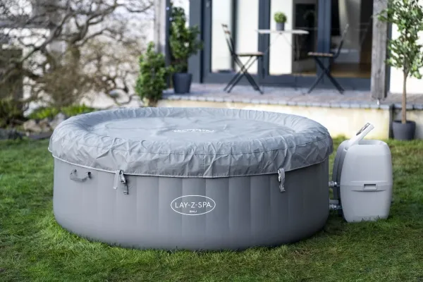 Bestway 60009, 669 L, 4 person(er), Rund, Boble/Jet massage, Acrylonitrilbutadienstyren, PVC, Grå, Hvid