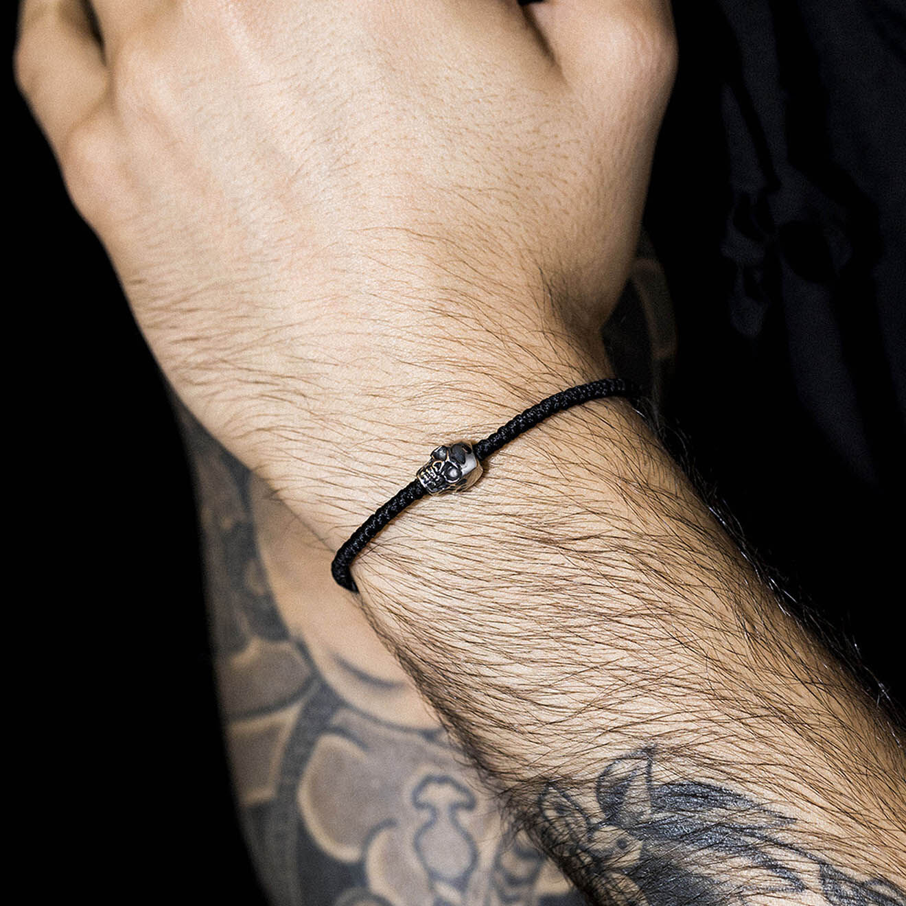 Rockstone Bracelet Wax and Skull en Acier & Cordon noir