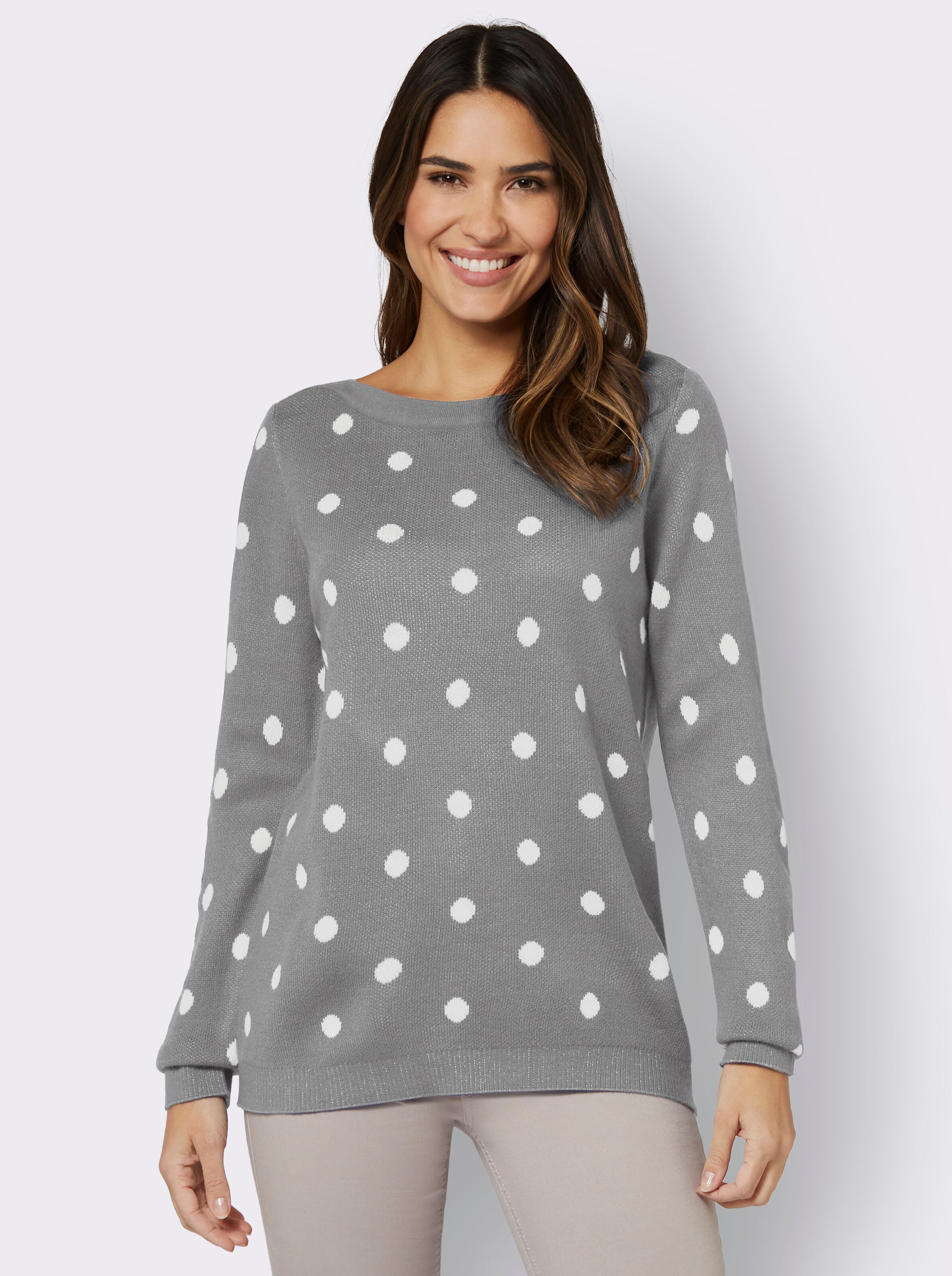 Jacquardpullover im Tupfen-Dessin