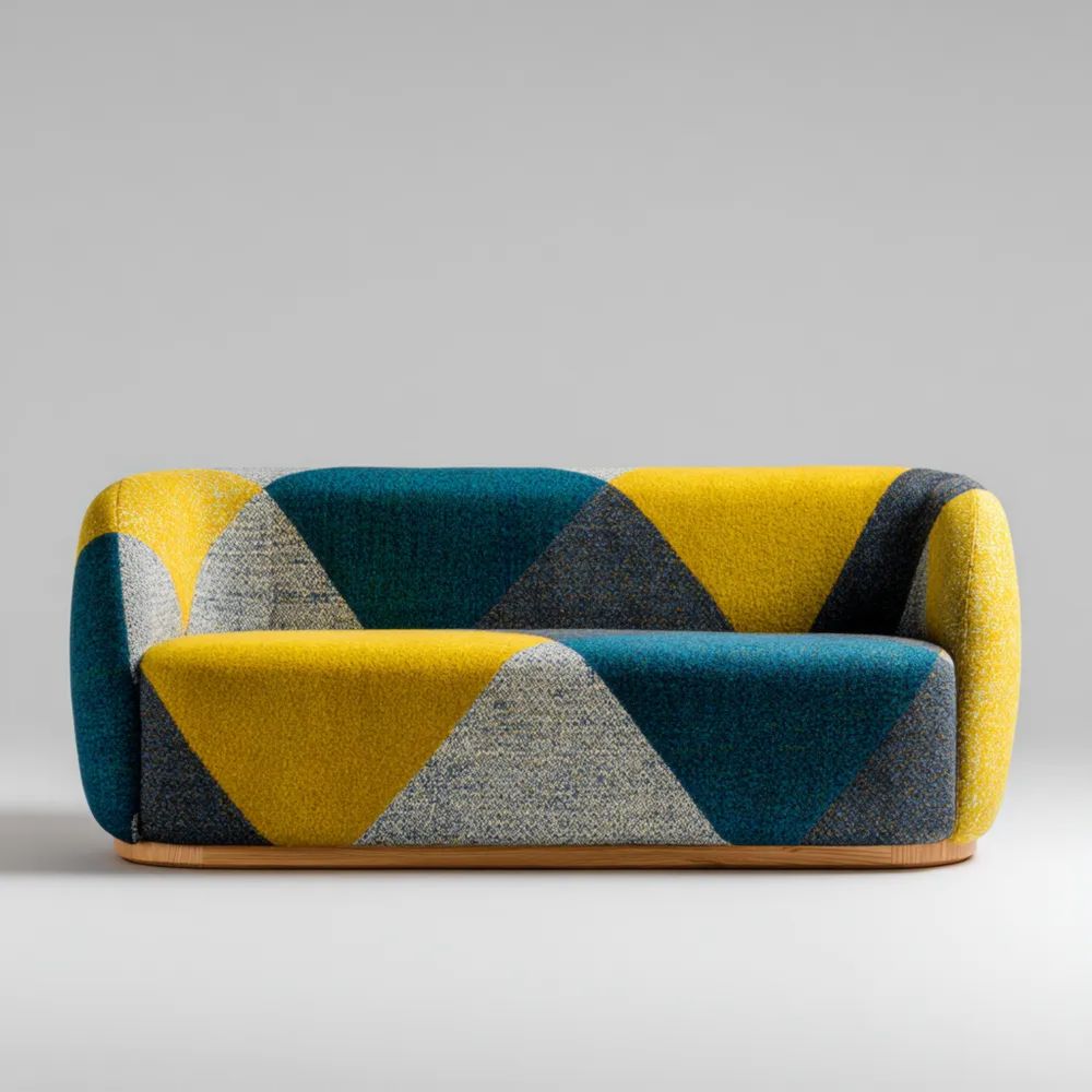 2-Sitzer-Sofa 150x80x75 cm – Gelb/Blau/Grau Modernes Design