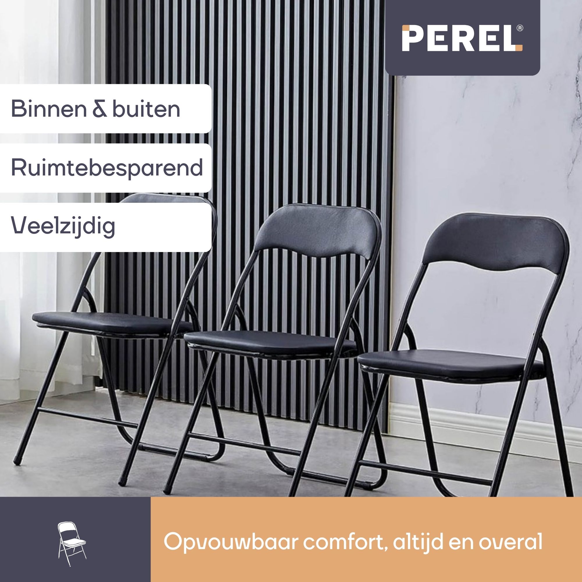 Perel Klapstoel - Zwart