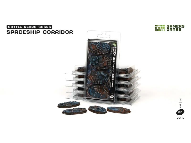 GamersGrass Spaceship Corridor oval 60 mm (x4) Hochwertige Bases für den Miniaturenbau