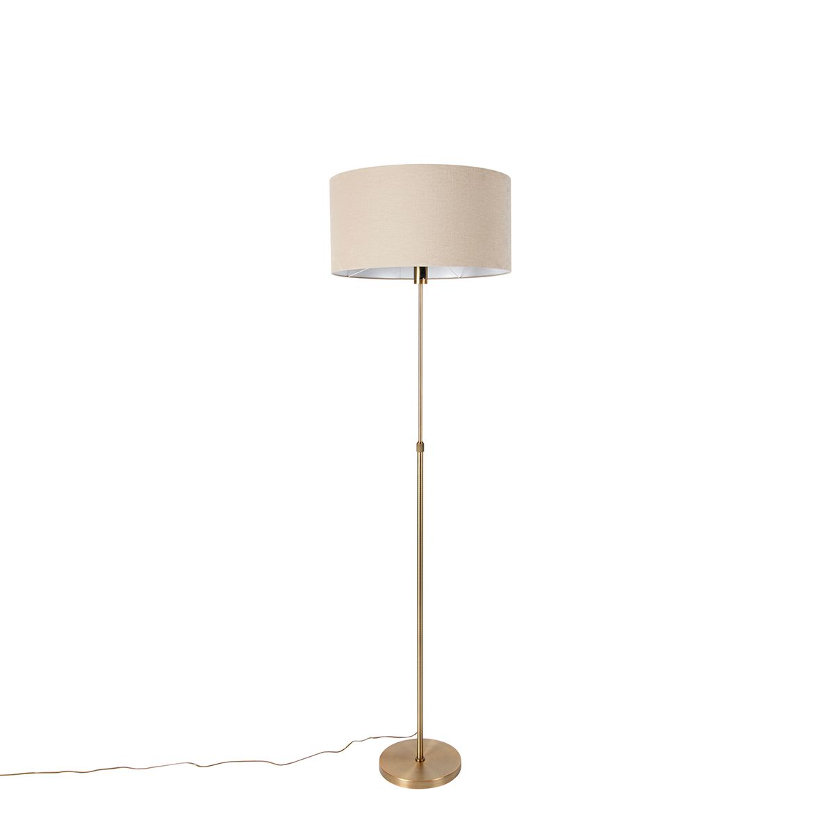 Vloerlamp verstelbaar brons met kap lichtbruin 50 cm - Parte