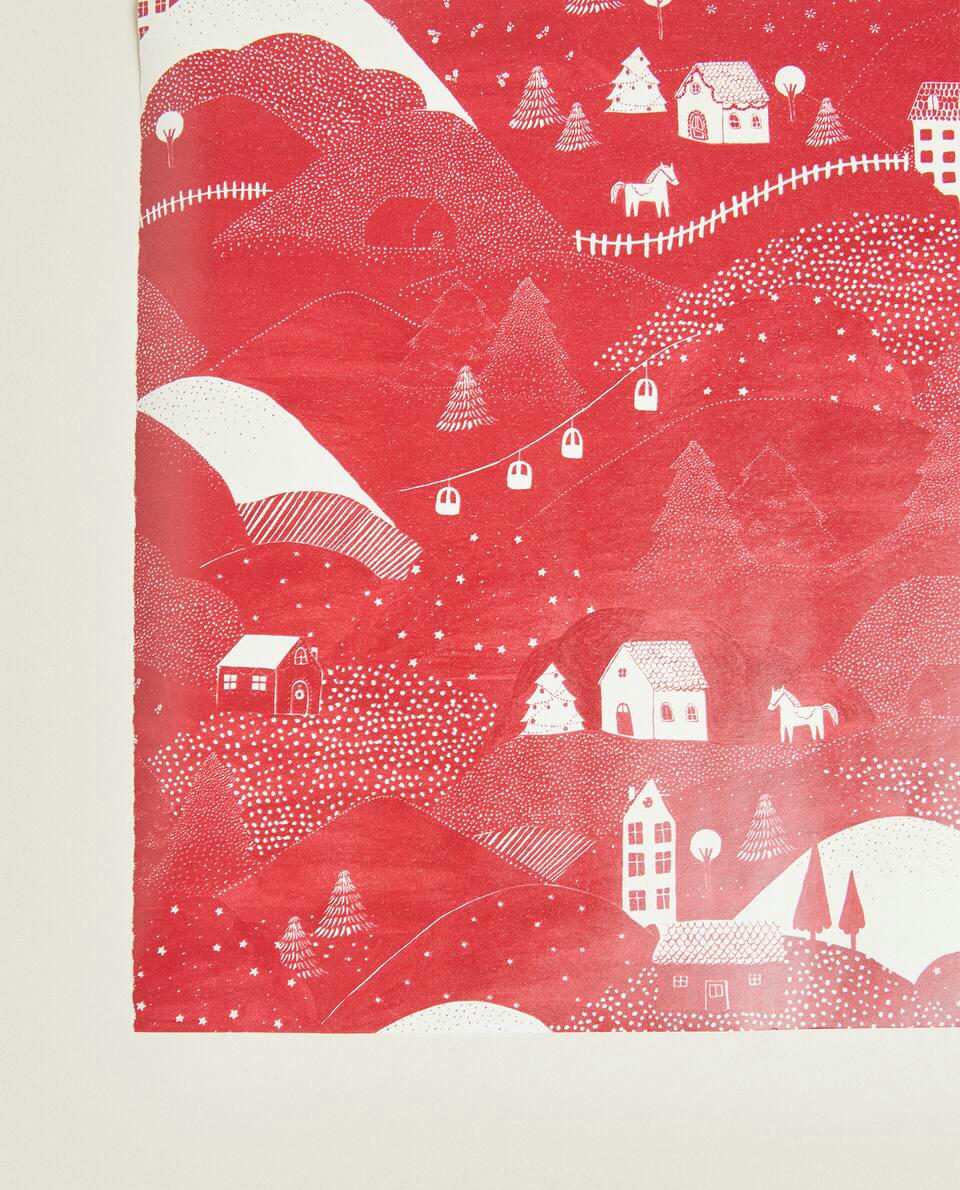 PAPEL DE EMBRULHO COM PAISAGEM DE NATAL