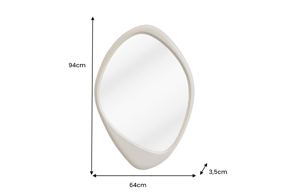 Asymmetrischer Wandspiegel ORGANIC 95cm greige flexibel aufhängbar