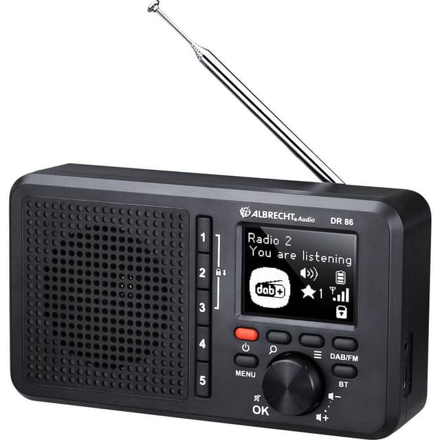 Bordradio Albrecht DR 86 DAB+, FM genopladelig Sort