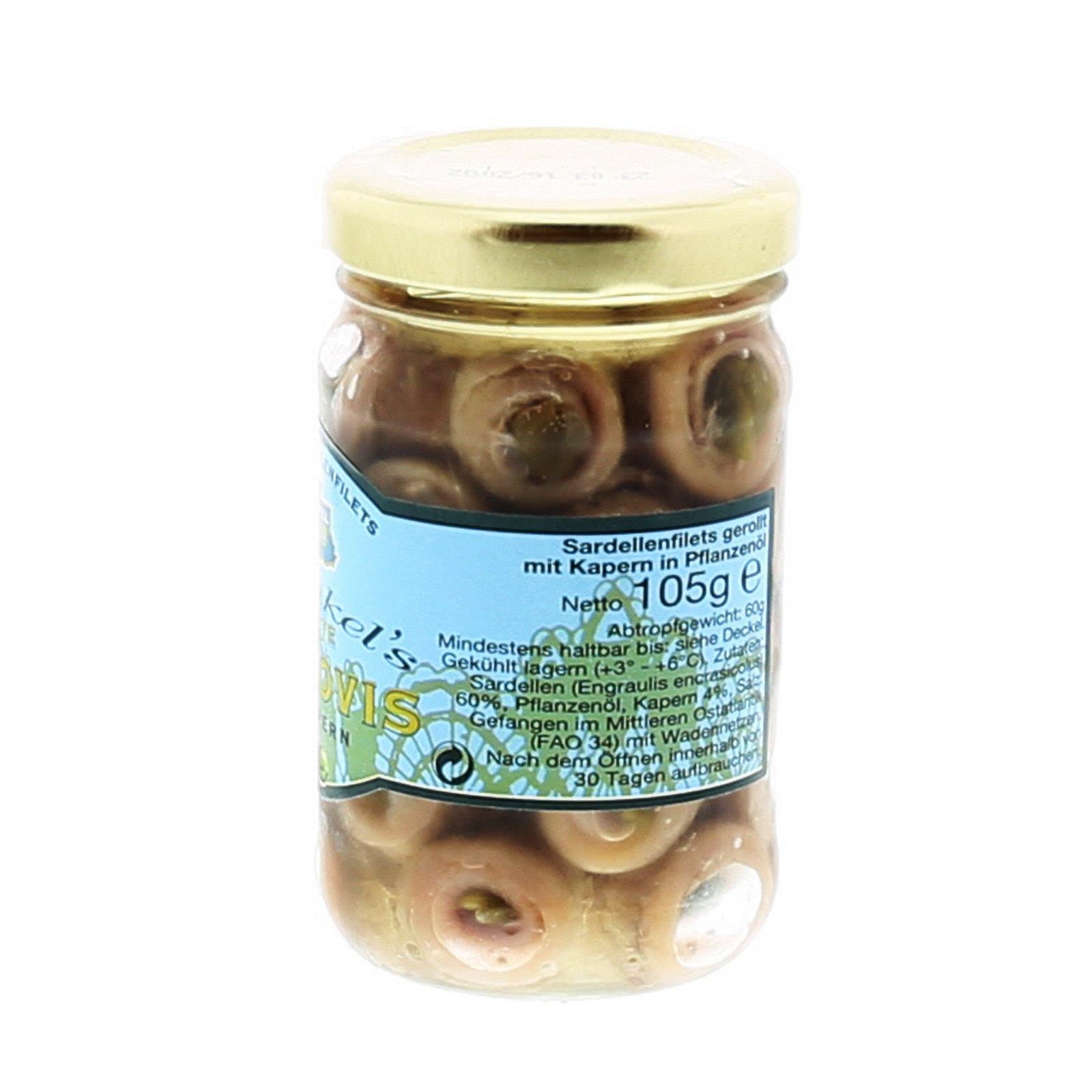 Schenkel Anchovis mit Kapern in Olivenöl