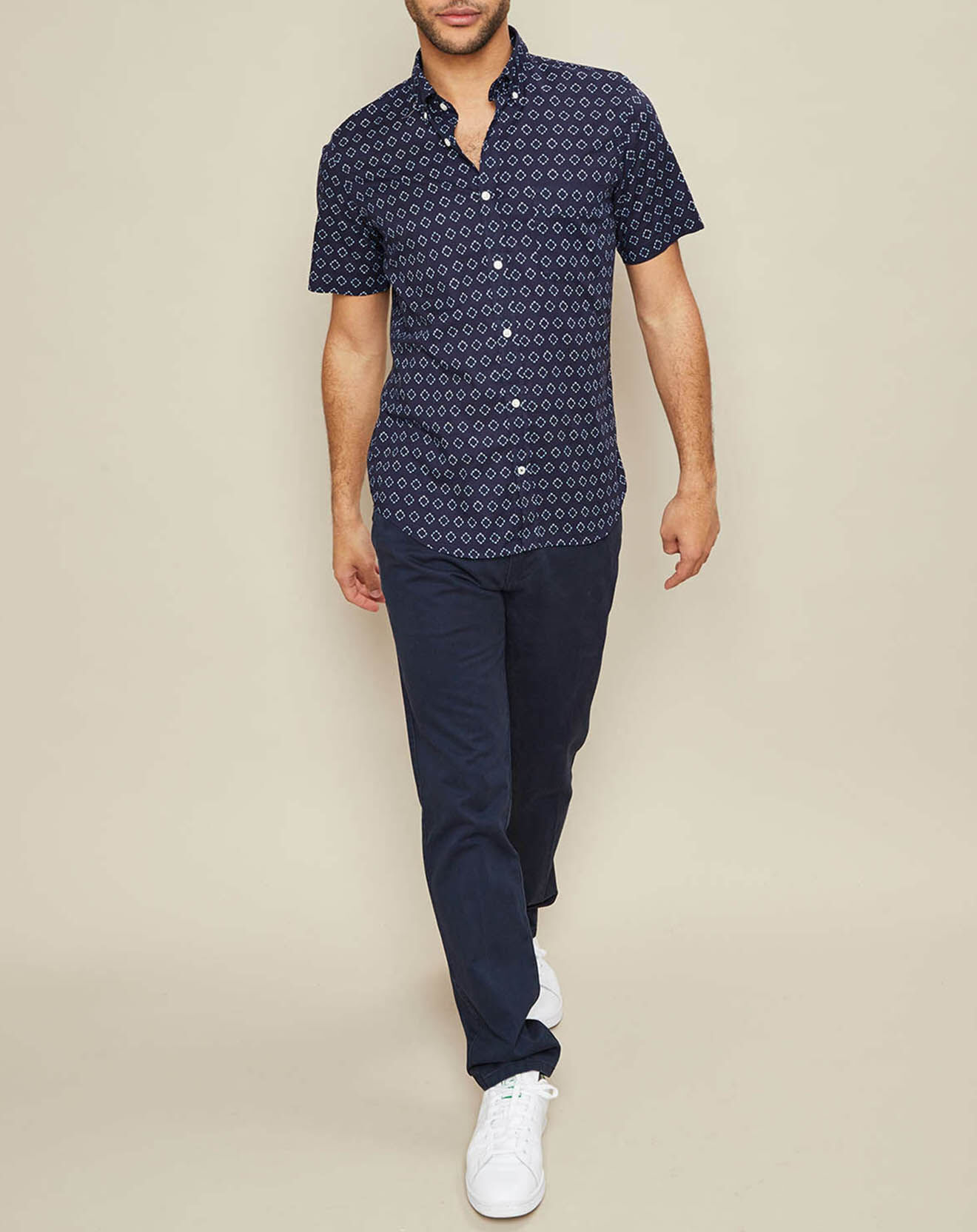Hartford Chemise Slim Fit Side tie & dye 70's bleue
