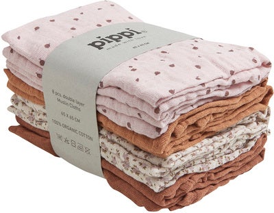 Pippi Musselinteppe 8-pakning, Mocha Mousse