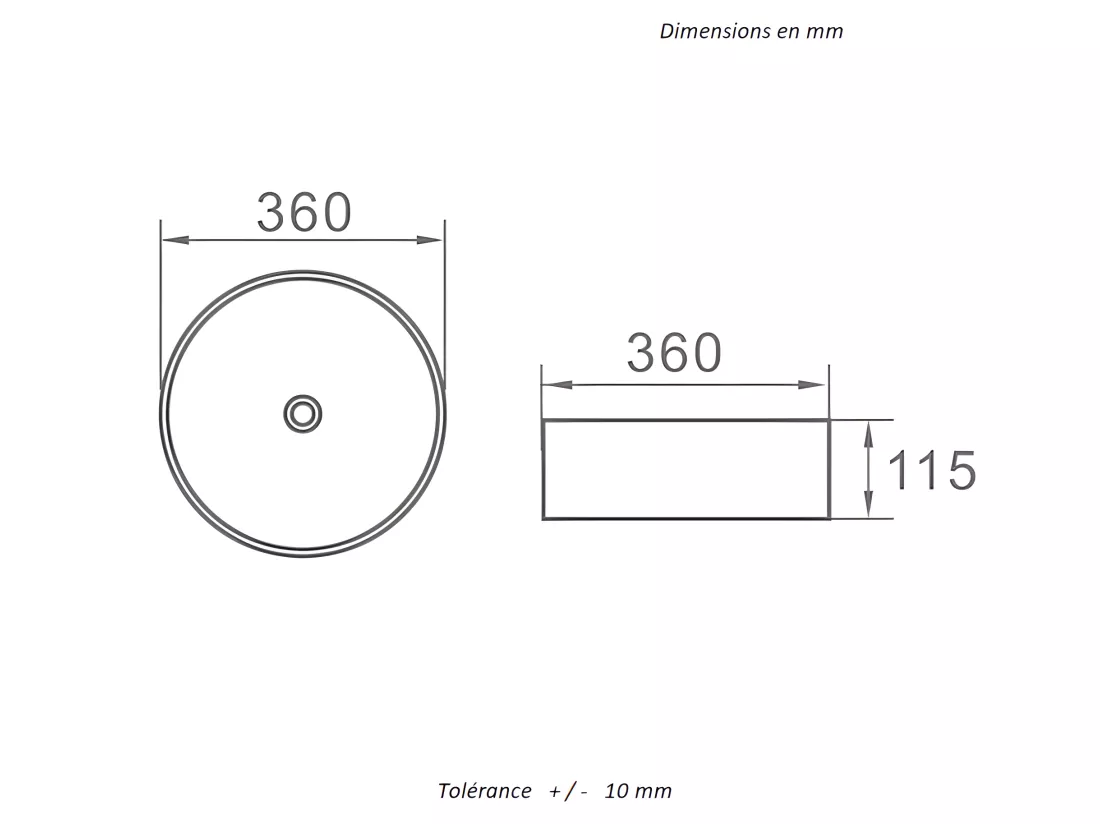 Vasque à poser ronde en céramique MENDOZA gris anthracite mat Ø36 cm