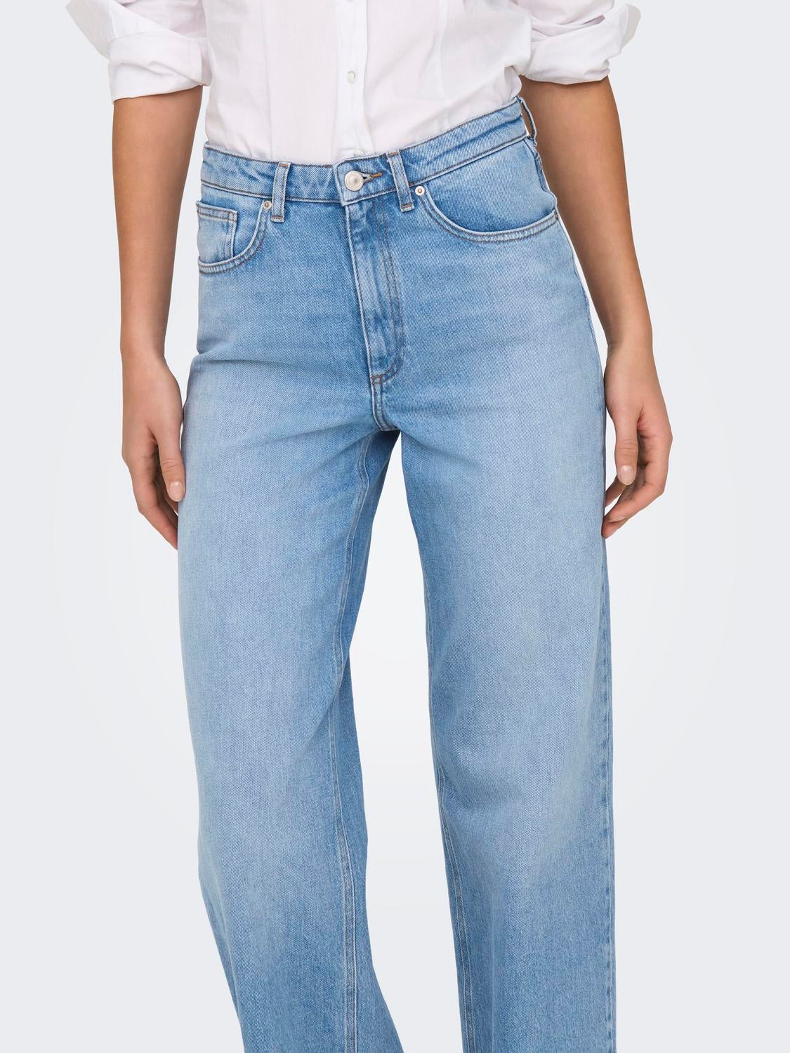 ONLJUICY Hohe Taille Weiter Beinschnitt Jeans Light Blue Denim