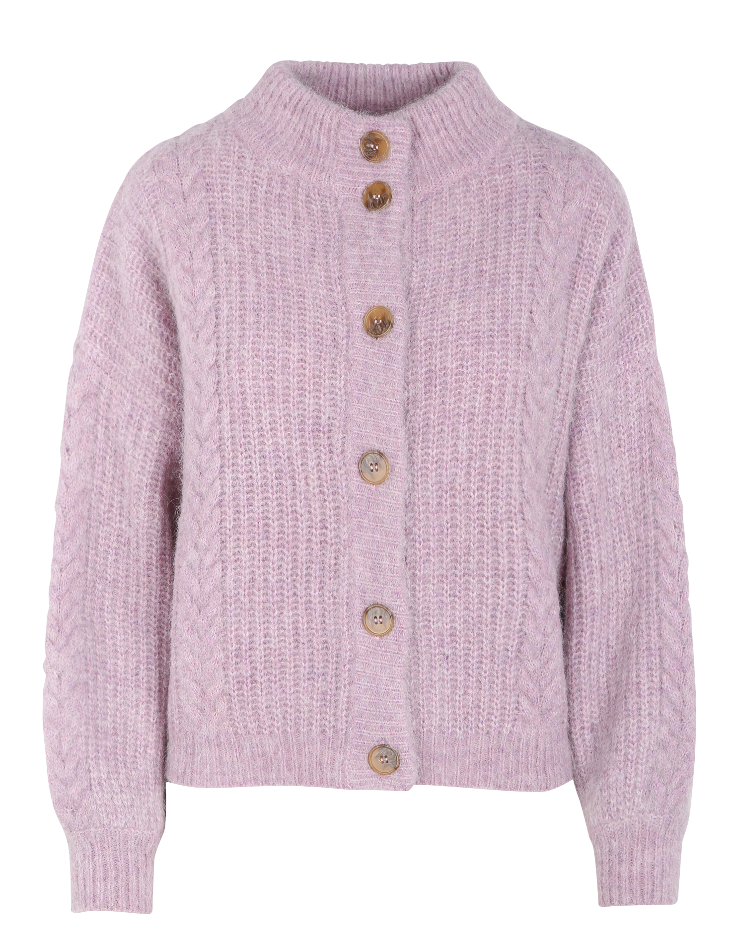 LISANDRE - Cardigan col rond en laine mélangée | Violet