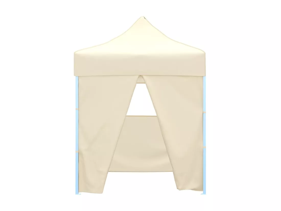 Tente de réception pliable avec 4 parois 2x2 m Acier Crème
