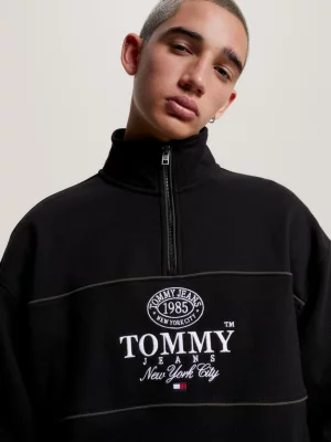 Moletom com zíper frontal e modelagem relaxada com logo
