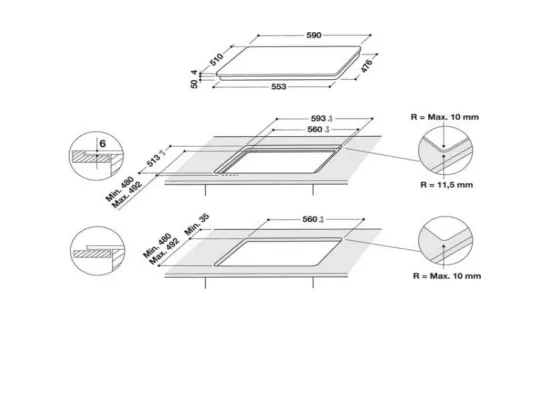 Hotpoint Table de cuisson induction 60cm 3 foyers 7200w noir - HB2760BNE