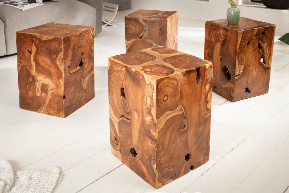 riess-ambiente Beistelltisch SQUARE - 30cm Teakholz Würfel Sitzhocker massiv
