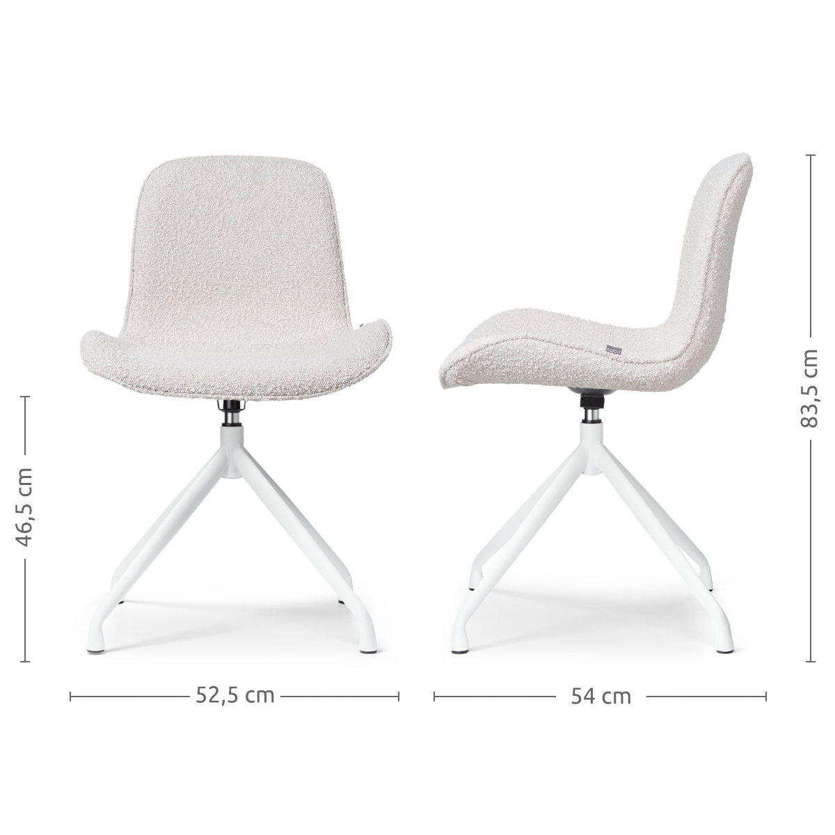 Eetkamerstoel Nola-Fé bouclé beige - wit onderstel