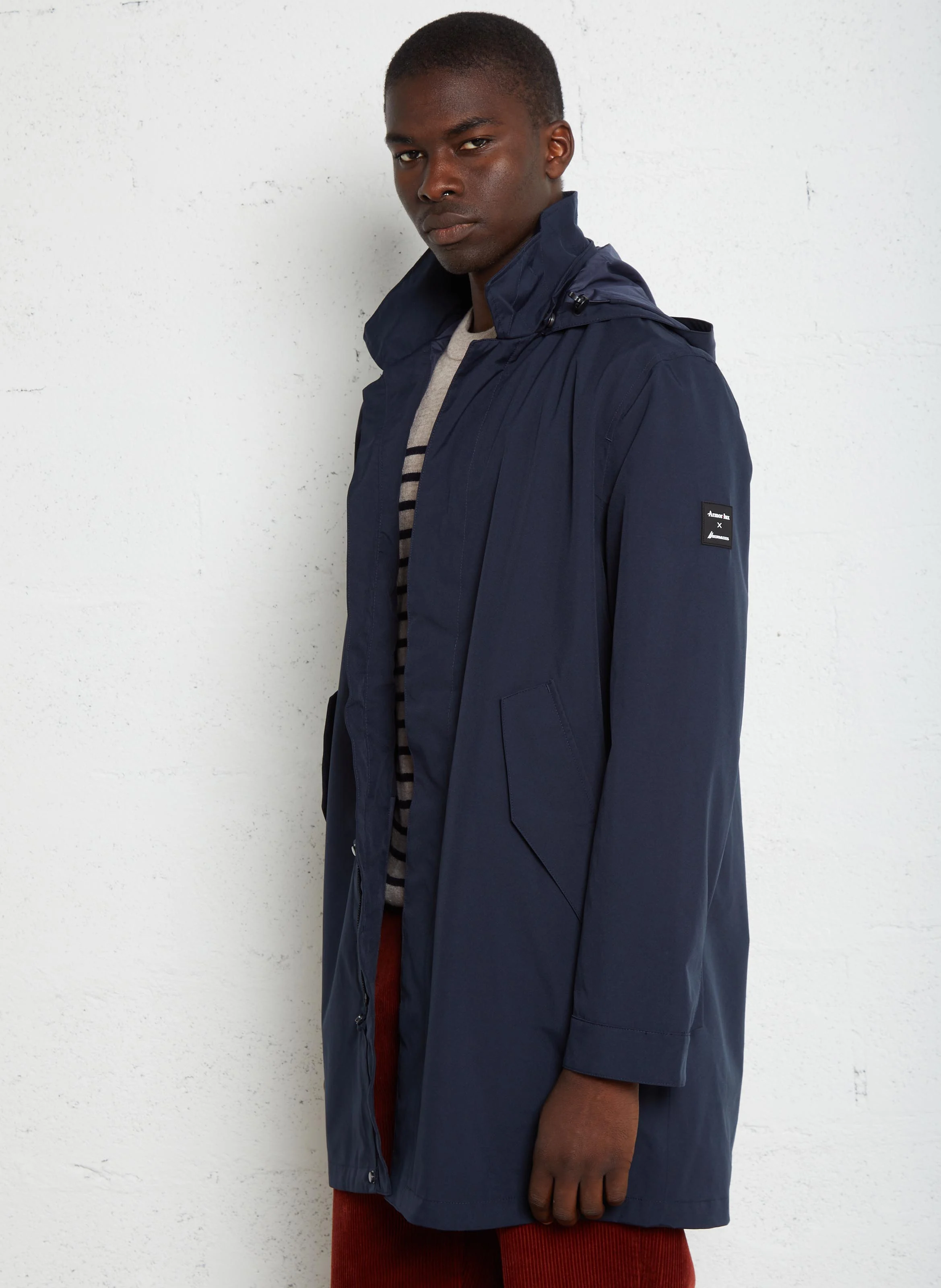 Parka droit longue imperméable | Bleu