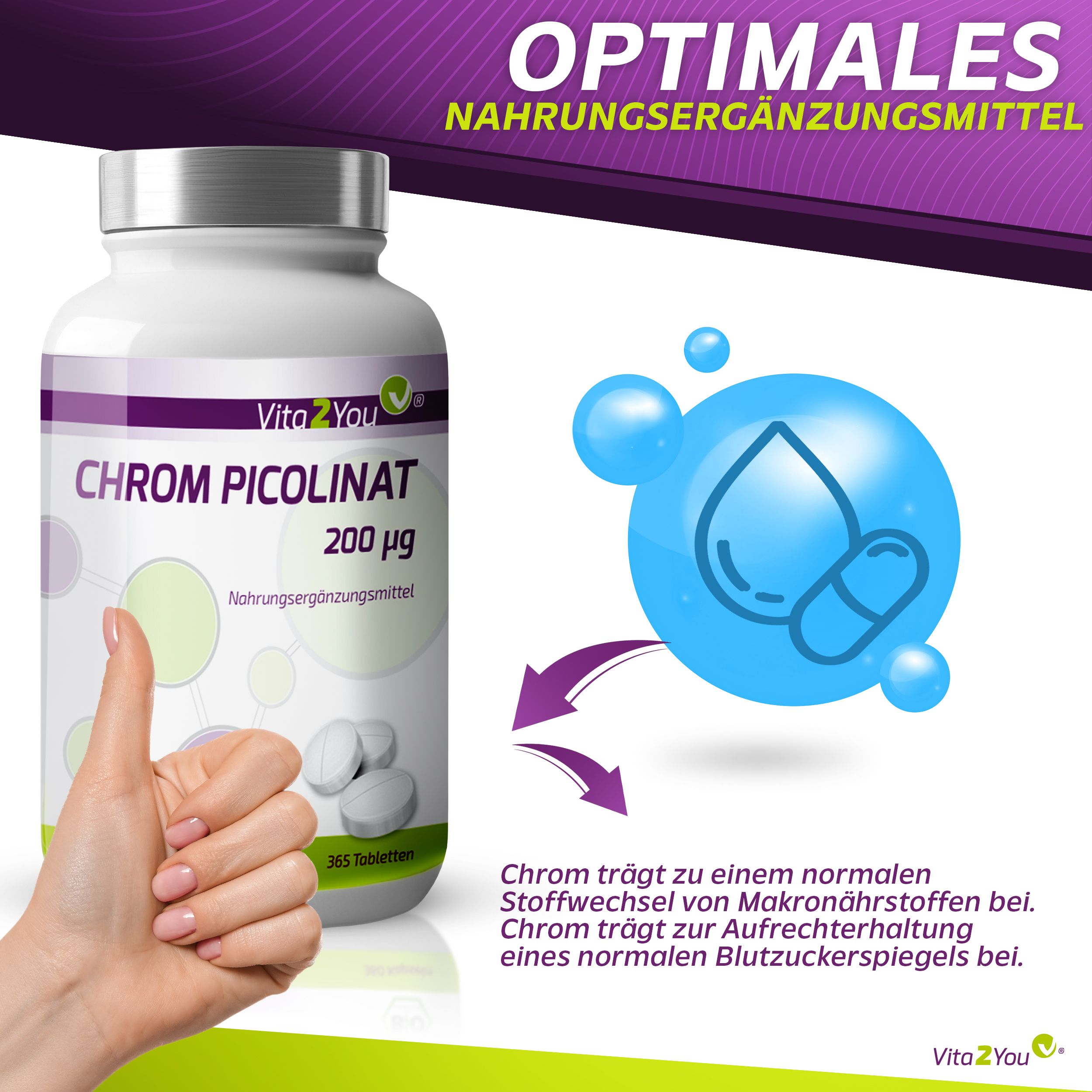 Vita2You Chrom Picolinat 200mcg Tabletten