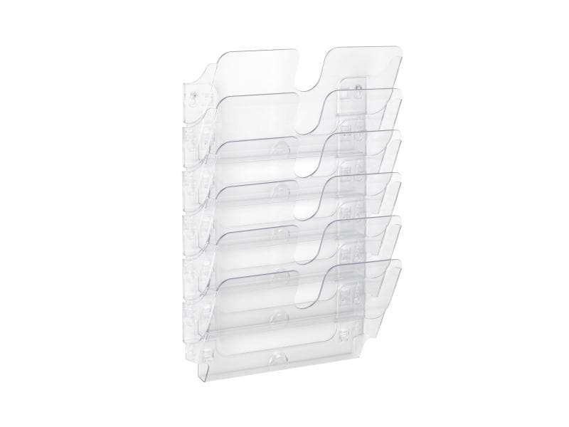 DURABLE Prospektständer Flexiplus 6 A4 quer, Transparent Sechsteiliger Prospekt- und Dokumenthalter für an die Wand