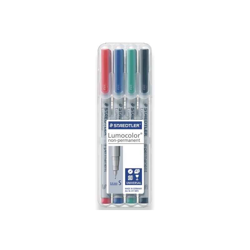 Staedtler Folienschreiber Lumocolor non-permanent S, 4er Etui, assortiert