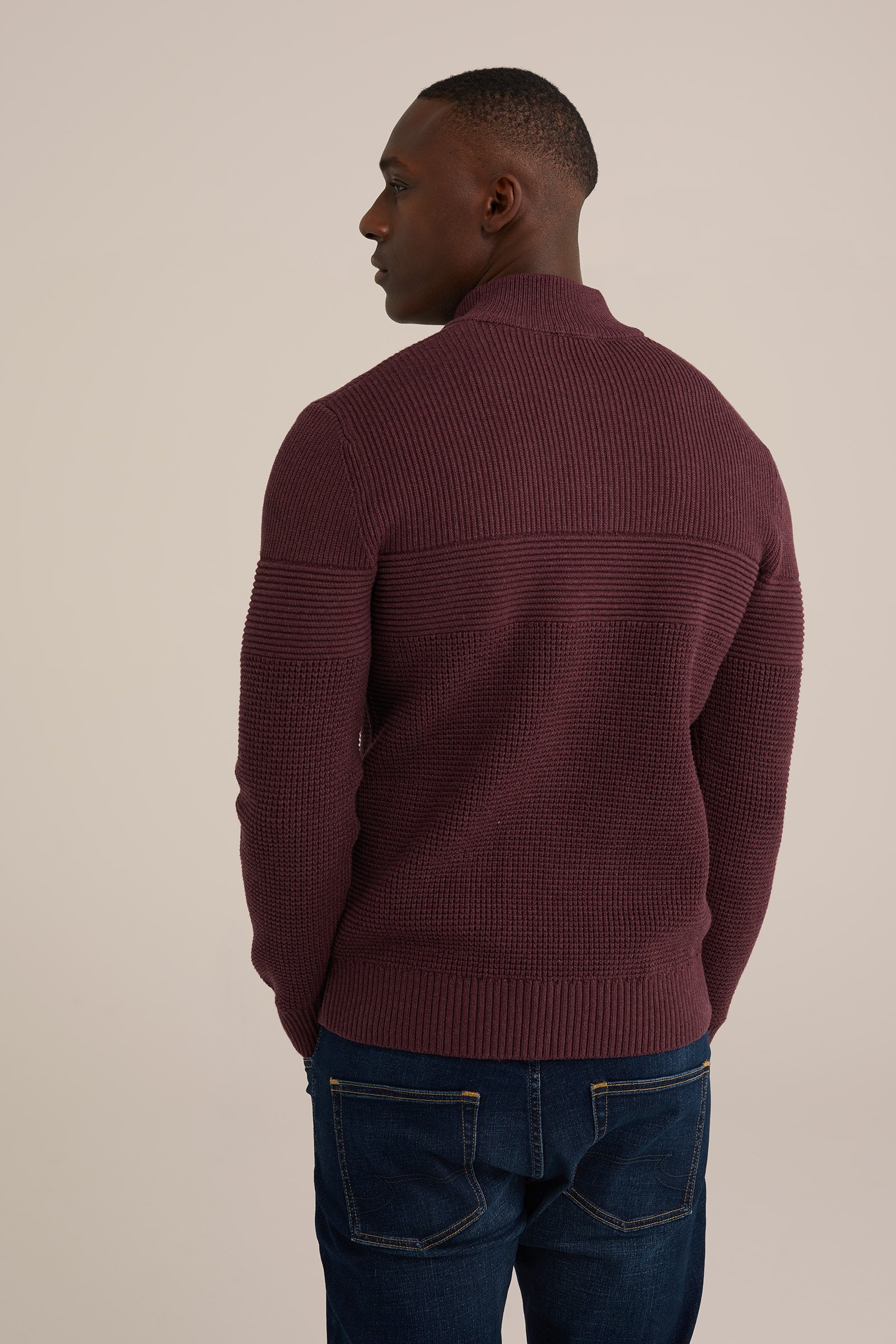 gebreide trui met structuur WE Fashion Bordeauxrood