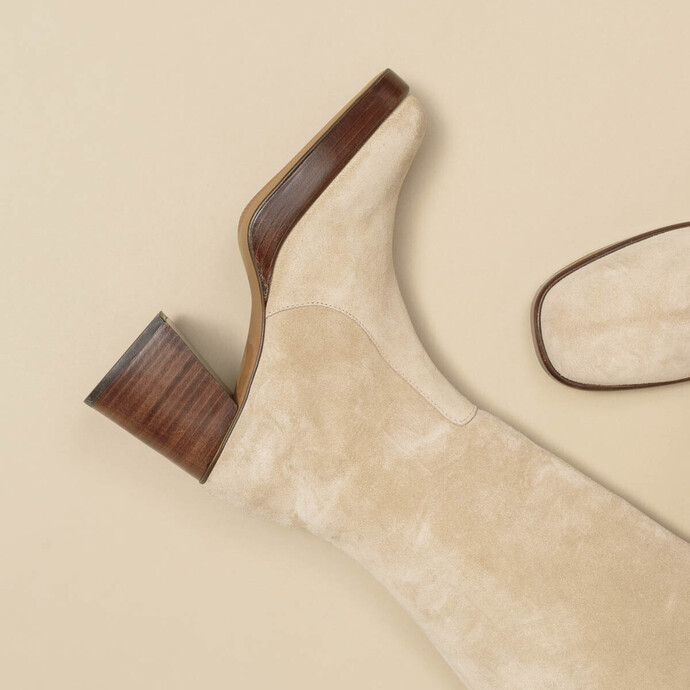 Bottes à plateformes  en croute beige