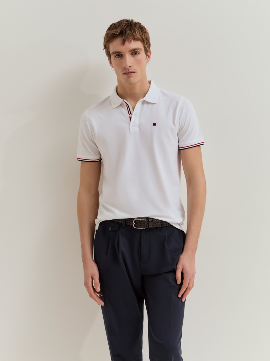 Polo piqué slim fit em algodão