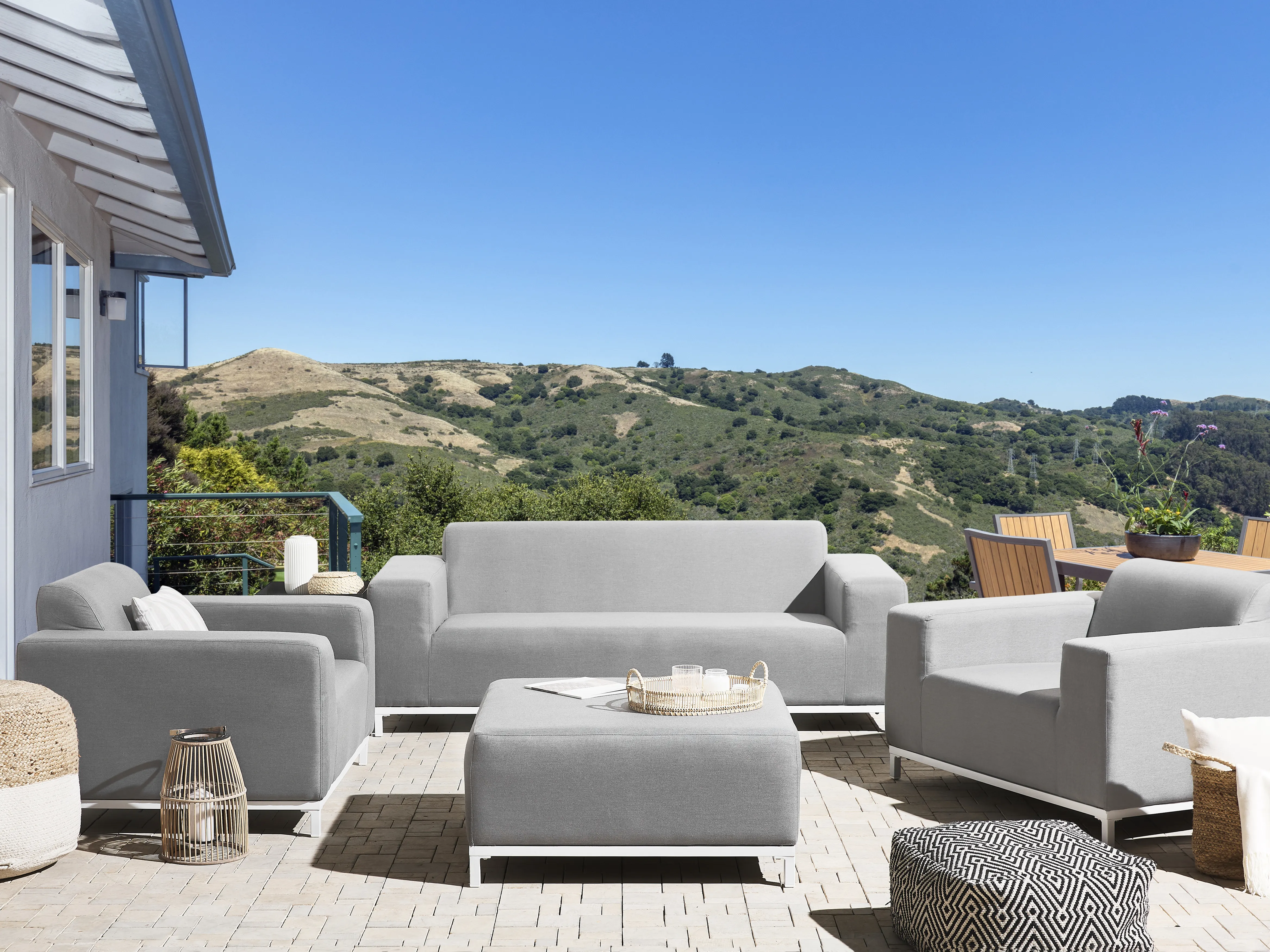 Loungeset met tafel 5-zits ROVIGO Lichtgrijs