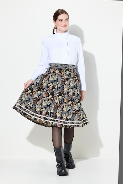 Jacquard-Midirock, A-Linie, Elastikbund, Glitzerkordel