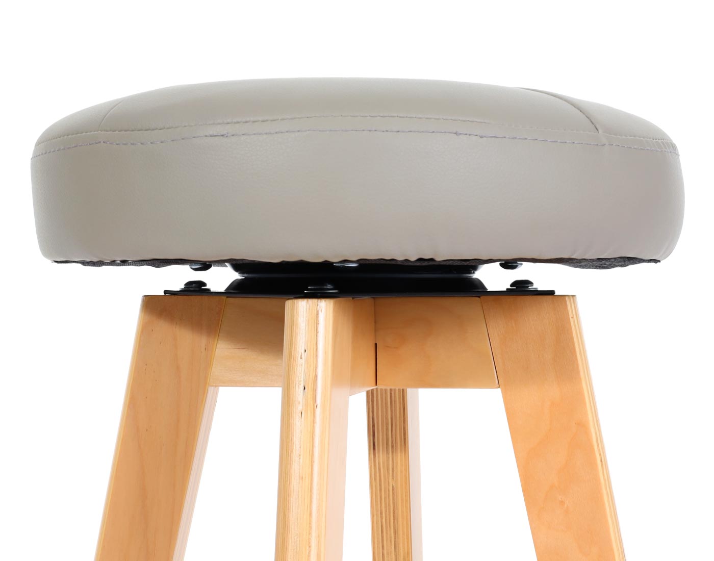 2er-Set Barhocker Boras, Barstuhl Tresenhocker, Holz Kunstleder drehbar ~ taupe, helle Beine
