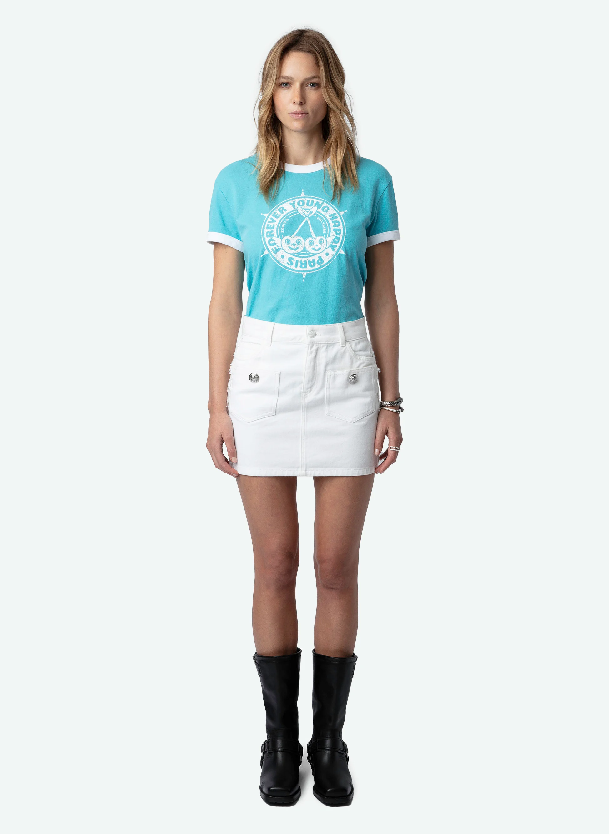 WALK - Tee-shirt col rond blason en coton bio | Bleu