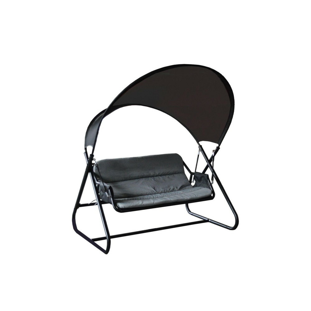 Balancelle de jardin kerada en acier 2/3 places - assise en tpep - grey/noir